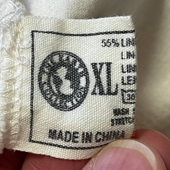 THE EARTH COLLECTION Linen Cotton Straight Leg Cropped Pants in Ivory SZ 10 - Picture 7 of 10